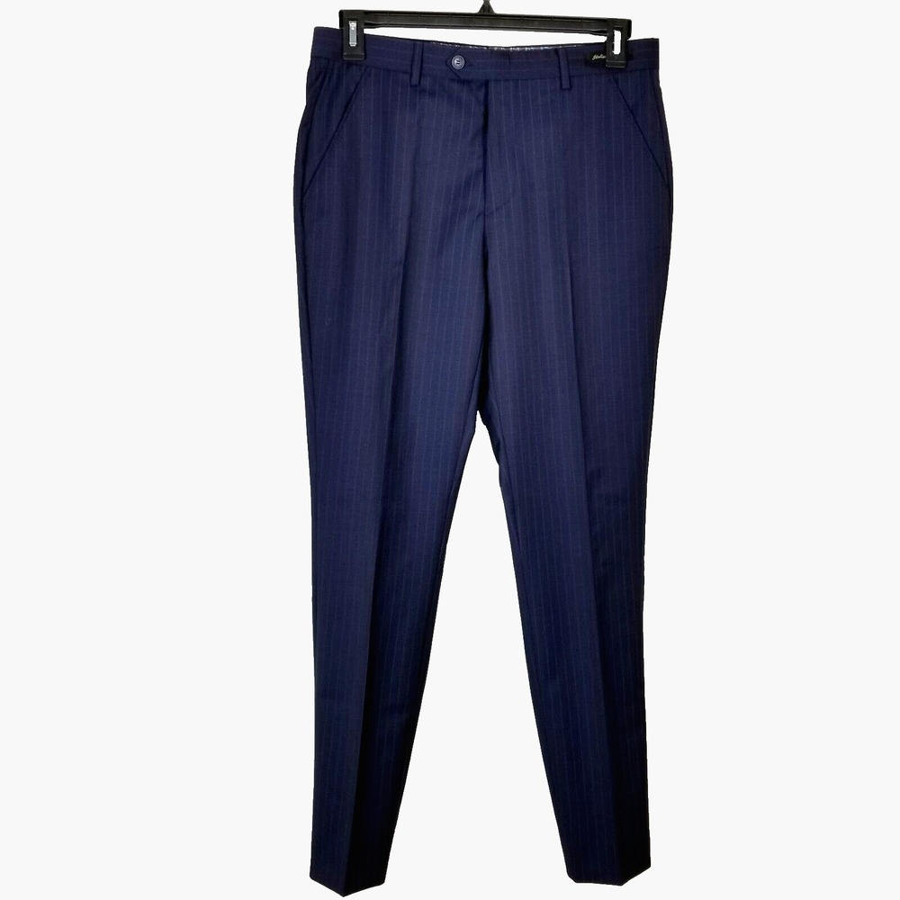 Ted Baker Men Navy Wool OMAGT Debonair Striped Trousers Dress Pants 32 L